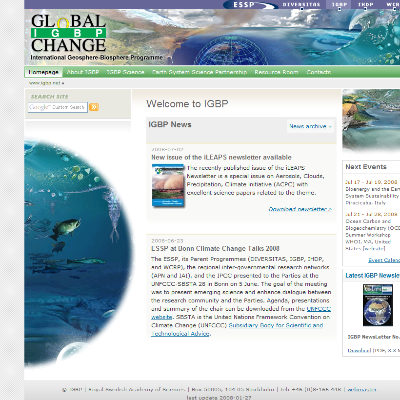 IGBP:international geosphere-biosphere programme